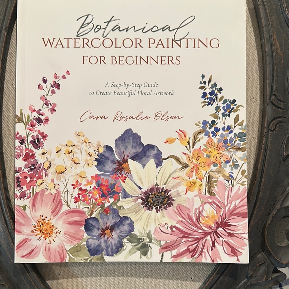 Pink and Purple Botanical Drawing. Title: Watercolor Painting for Beginners.